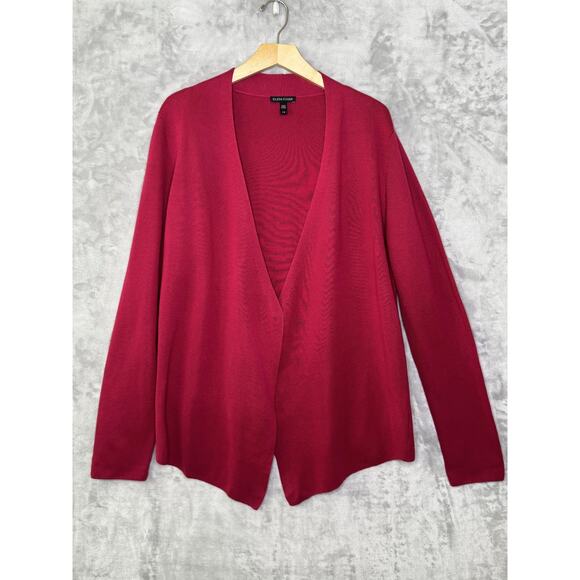 Eileen Fisher Sweater Womens Large Pink Open Front Cardigan Tencel Silk Blend - Picture 1 of 8